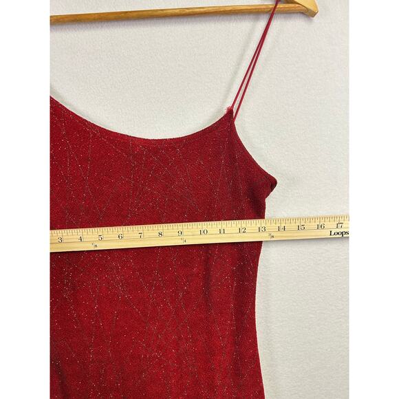 Bryer Too Vintage Y2K Red Glitter One-Shoulder Maxi Formal Event Dress Small - Picture 11 of 11